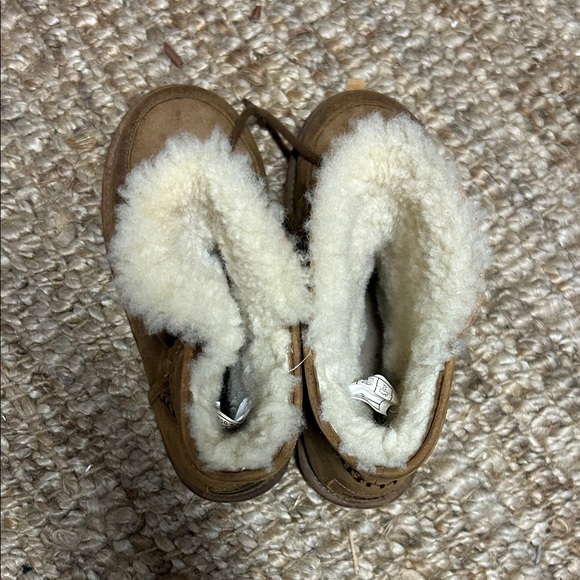UGG Brown Shearling Lined Moccasins - Picture 4 of 7